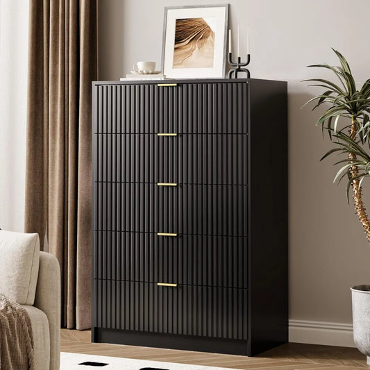 RBXC Drawer Dresser Tall Chest Of Drawers With Gold Handles