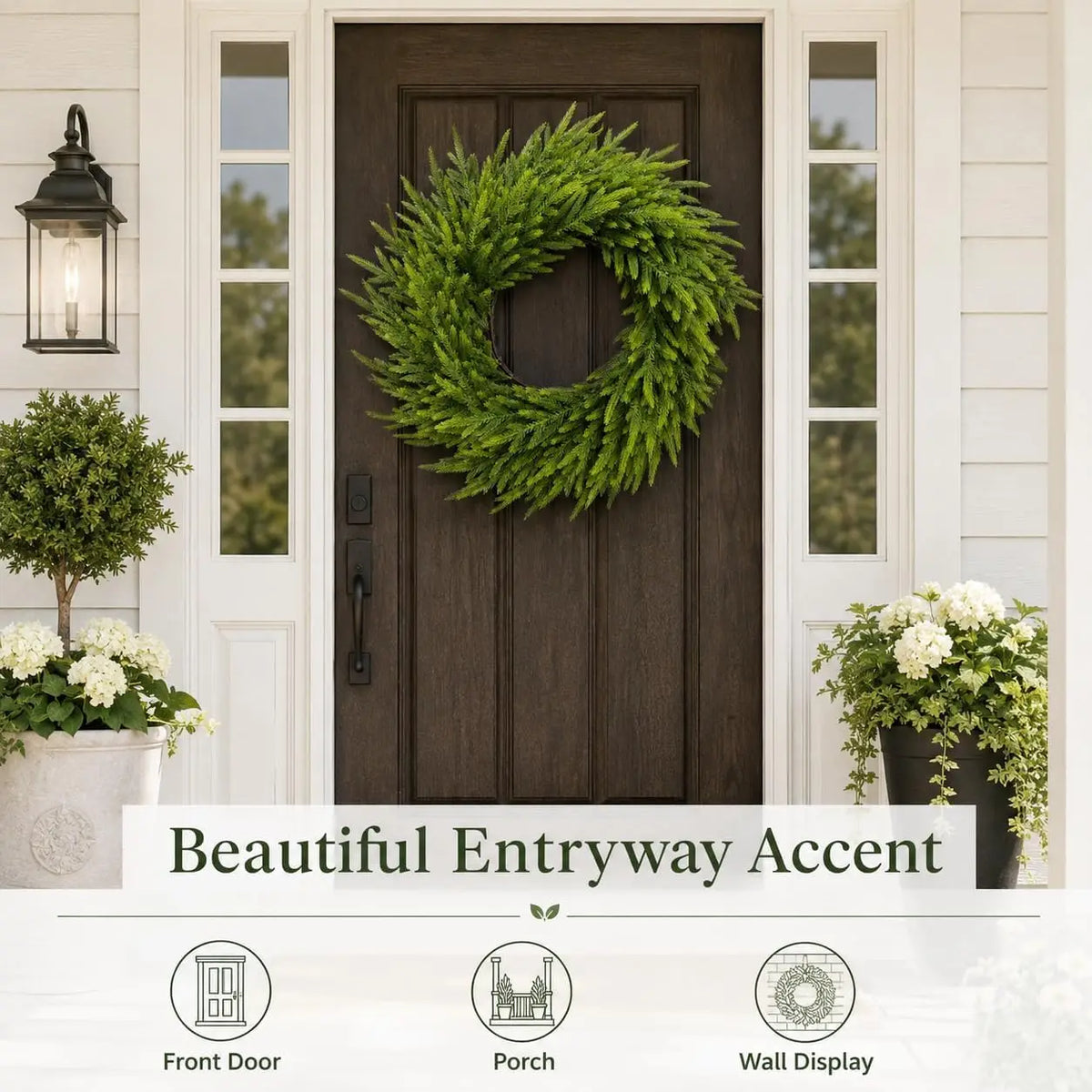 Artificial Cedar Christmas Wreath for Door and Home Holiday Decoration