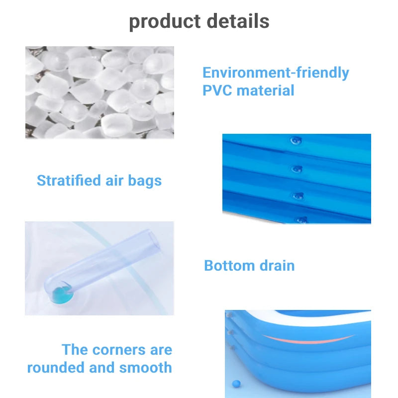 Inflatable Rectangular Pool For Family Outdoor Indoor Use