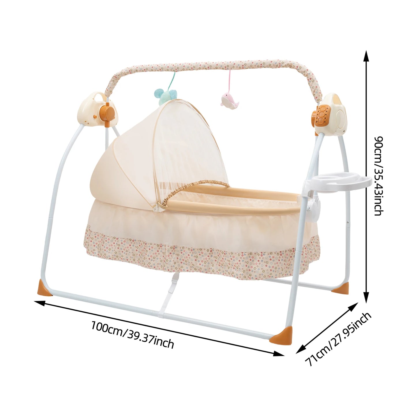 Foldable Electric Baby Cradle Swing With Remote Control Bluetooth Music