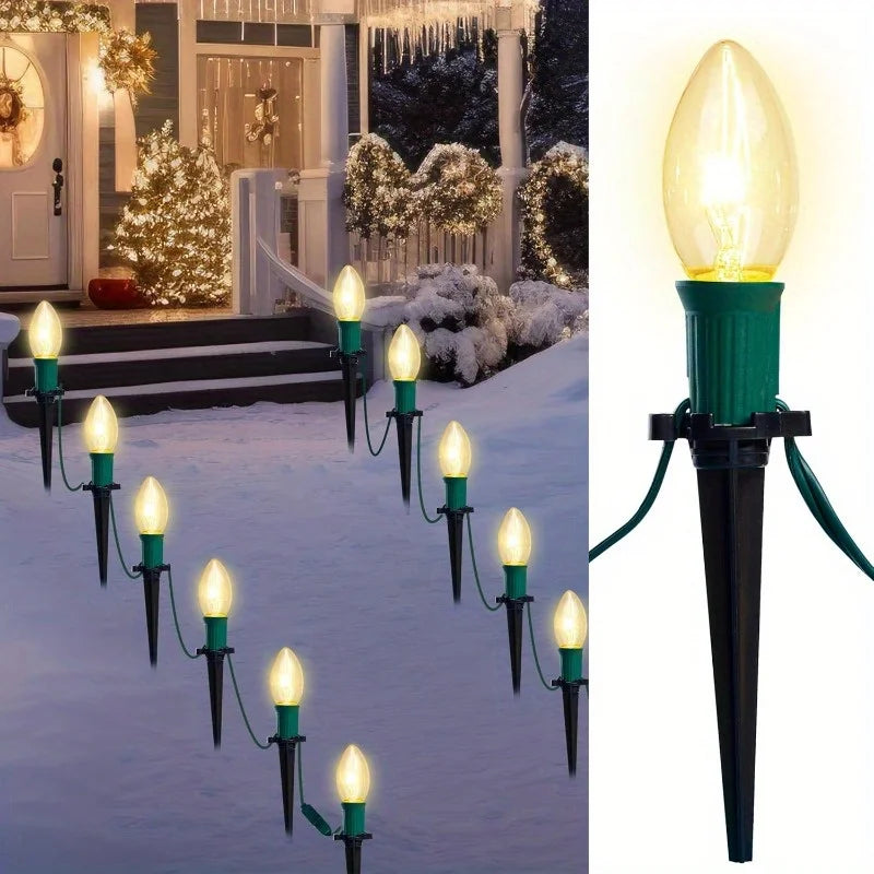 Joyfy Christmas C9 Pathway Lights for Outdoor Holiday Decorations