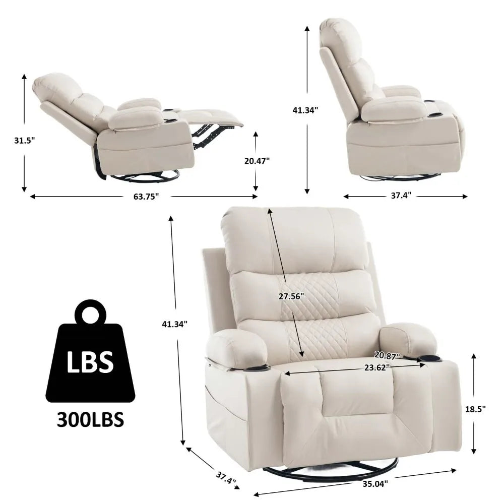 XIAOLANG Rocker Recliner Chair With Heat Massage Cup Holder