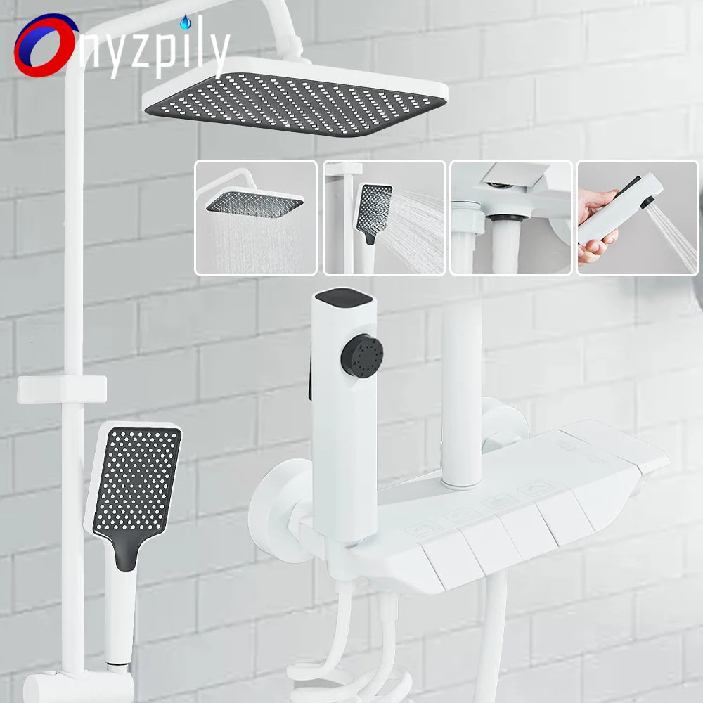 Onyzpily Four Way Piano Key Rainfall Shower Faucet System