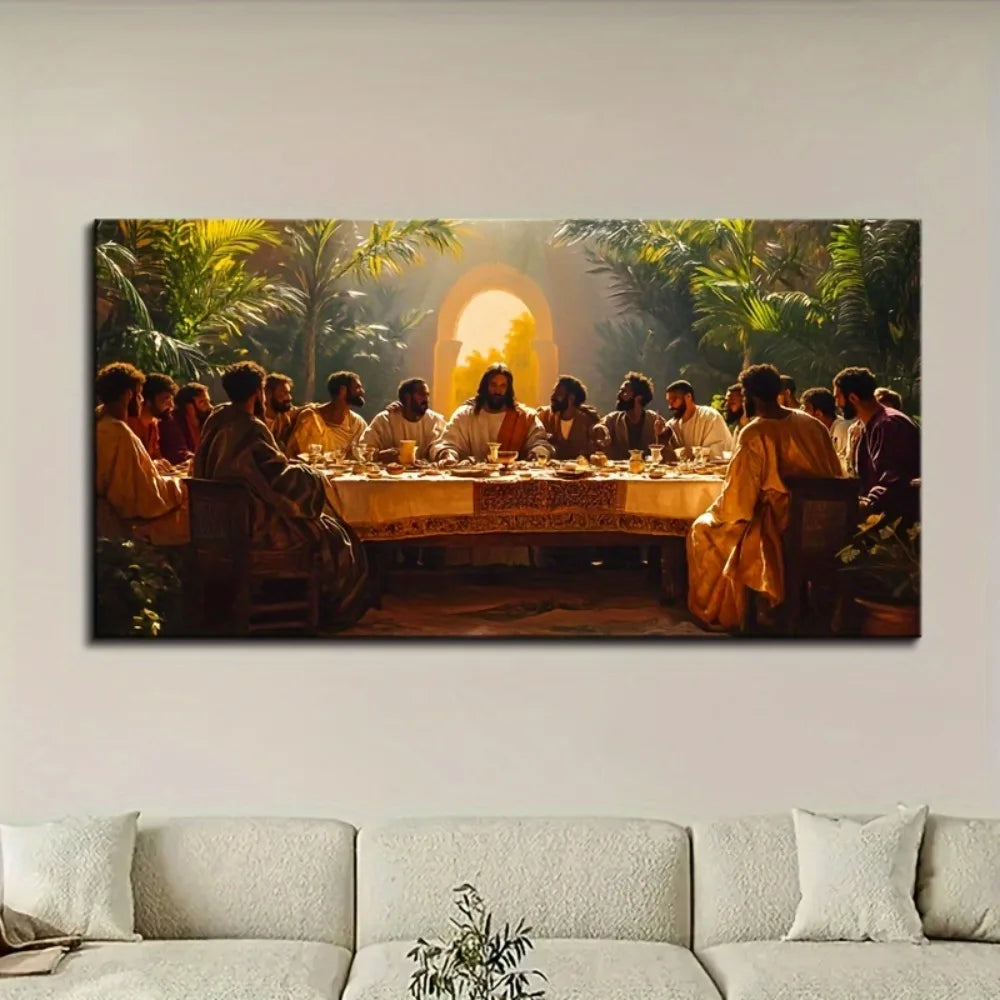 Last Supper Canvas Wall Art With Pine Wood Frame