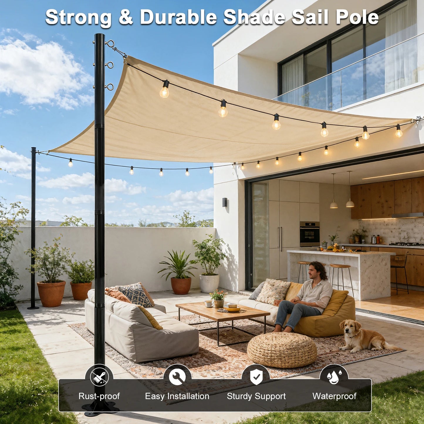 Heavy Duty Shade Sail Poles Kit For Outdoor Patios