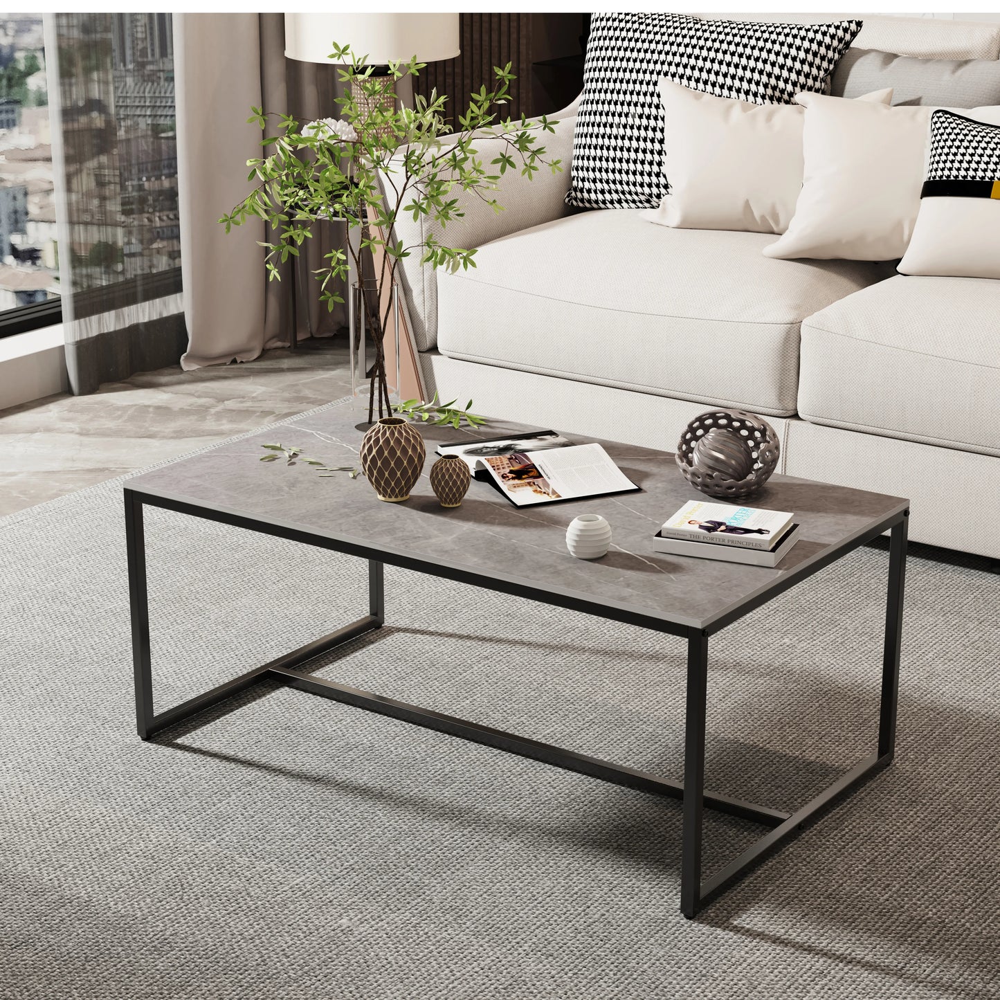 Wisfor Sintered Stone Coffee Table With Metal Frame