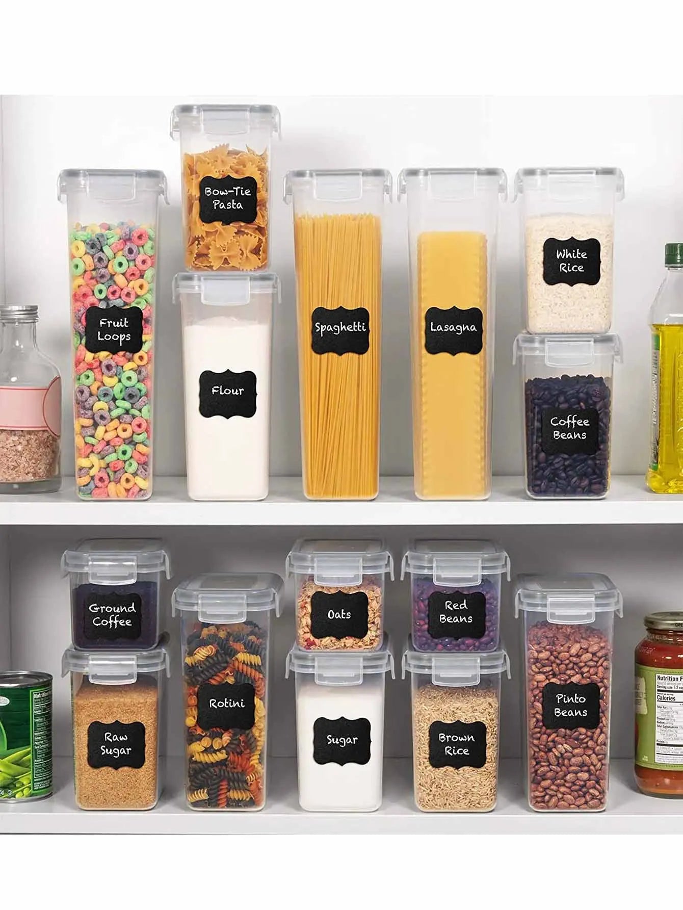 Airtight Food Storage Containers Set With Labels For Flour Coffee Beans Spices