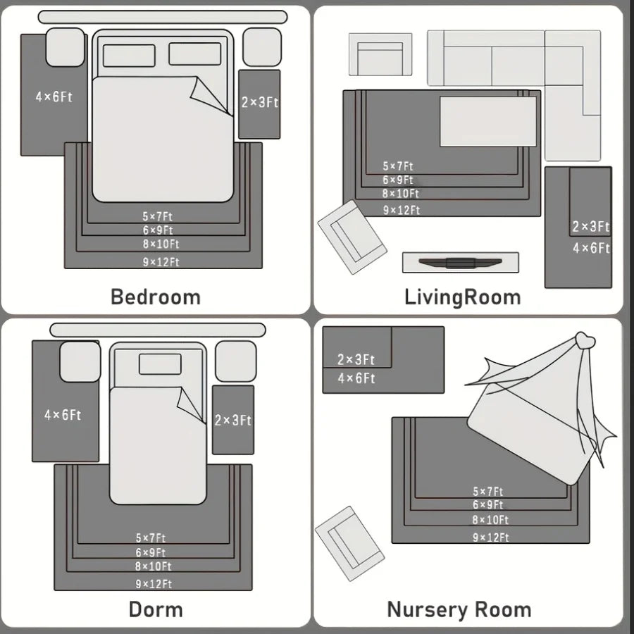 Noned Plush Area Rug Aubusson Design Shag Bedroom Decor
