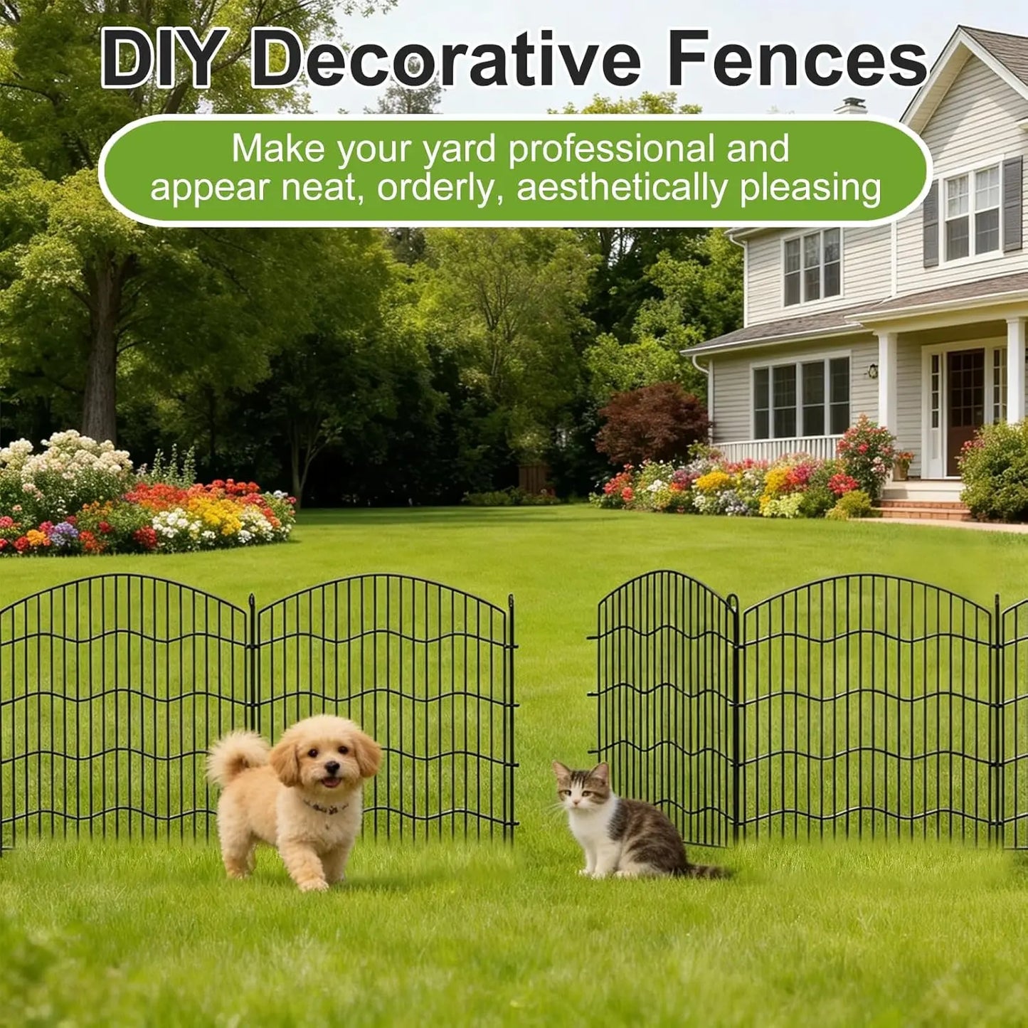No Dig 10 Panel Garden Fence For Dogs Rabbits Outdoors