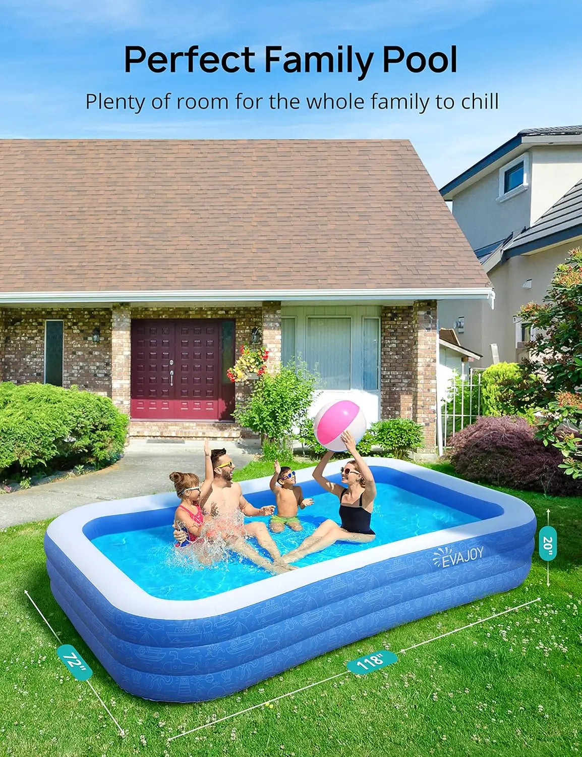 Inflatable Family Pool For Outdoor Use For Kids And Adults
