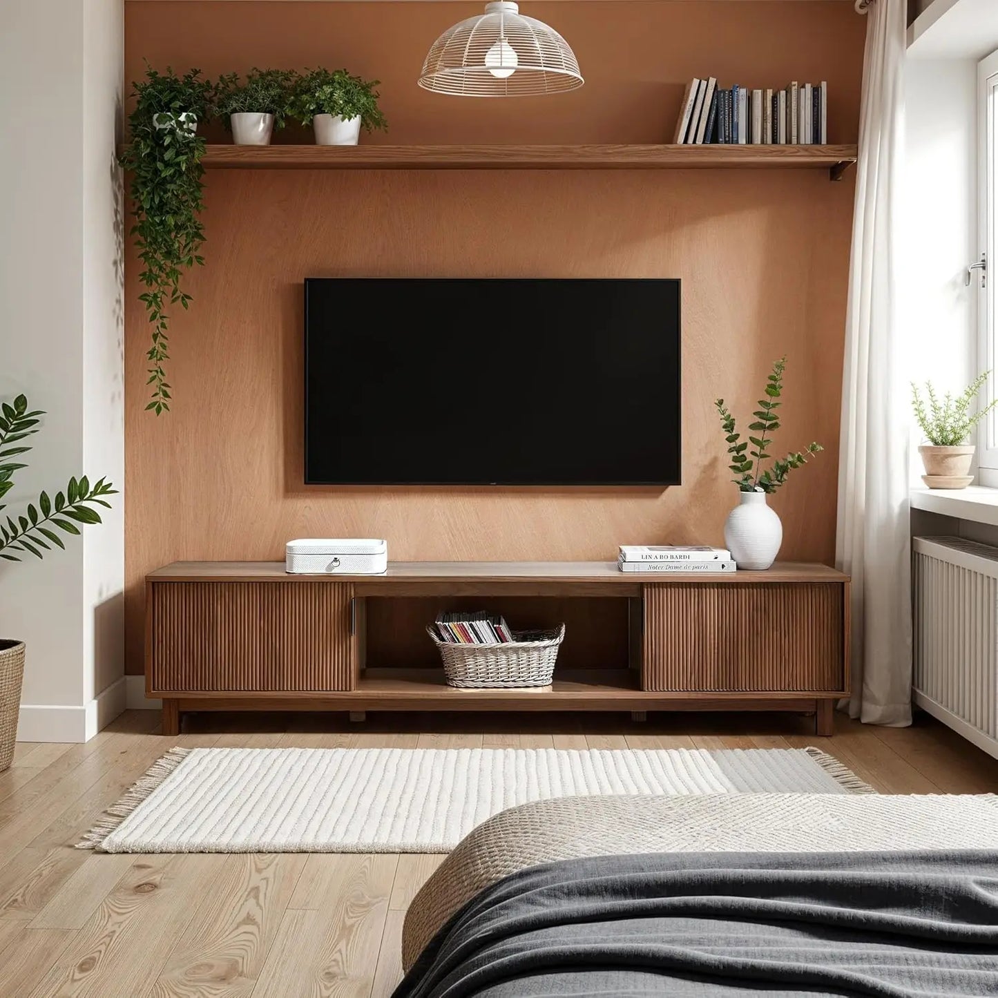Arundo Fluted TV Stand Modern Low Profile Design Durable