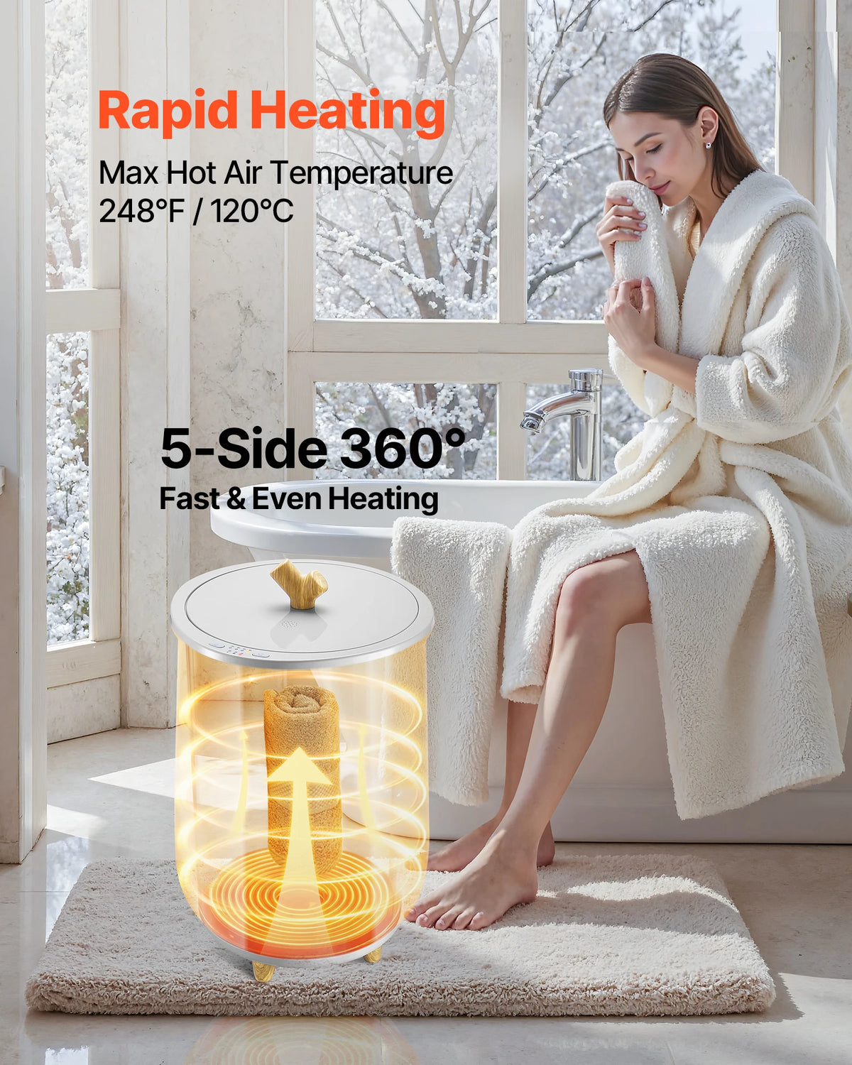 SucceBuy Heated Towel Warmer Bucket With LED Light