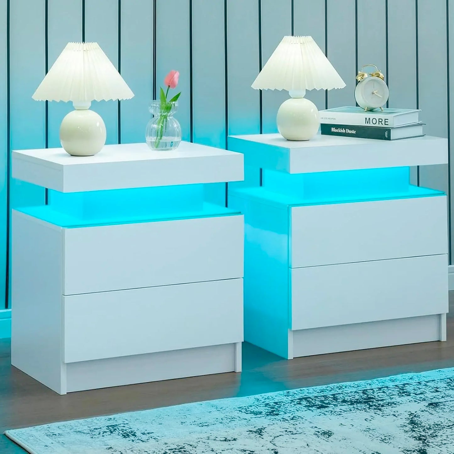 MOYU Nightstand Set of 2 With LED Drawers
