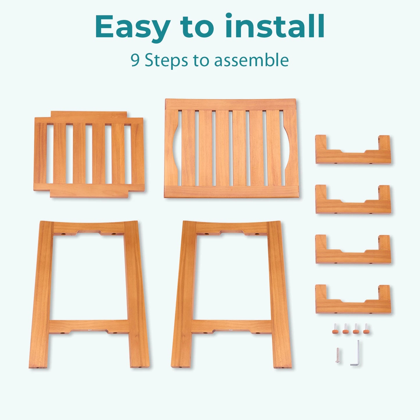 MCQ Wooden Bathroom Chair With Storage Shelf For Shower