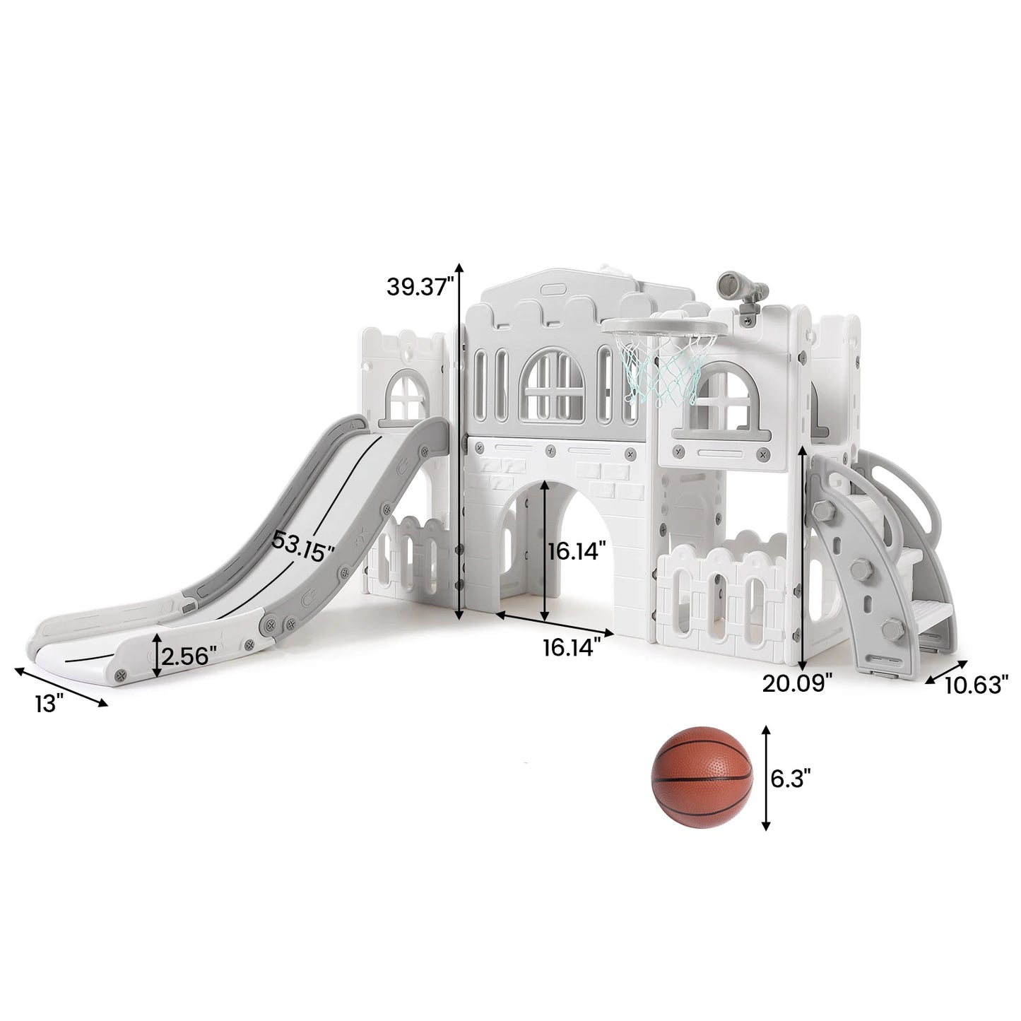 Toddler Indoor Playground Slide With Basketball Hoop