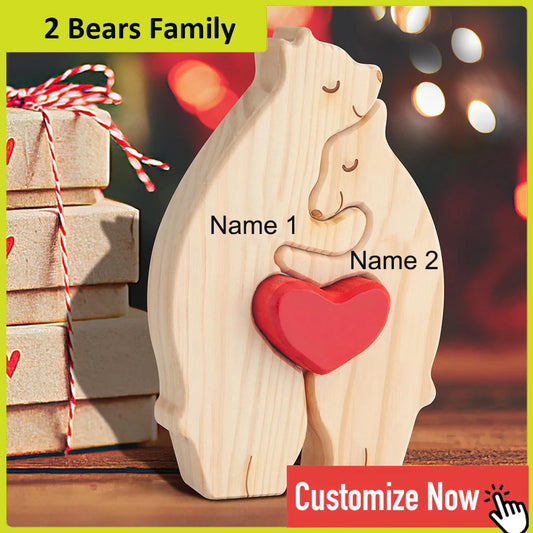 Bear Family Name Puzzle With Free Engraving For Home Desk