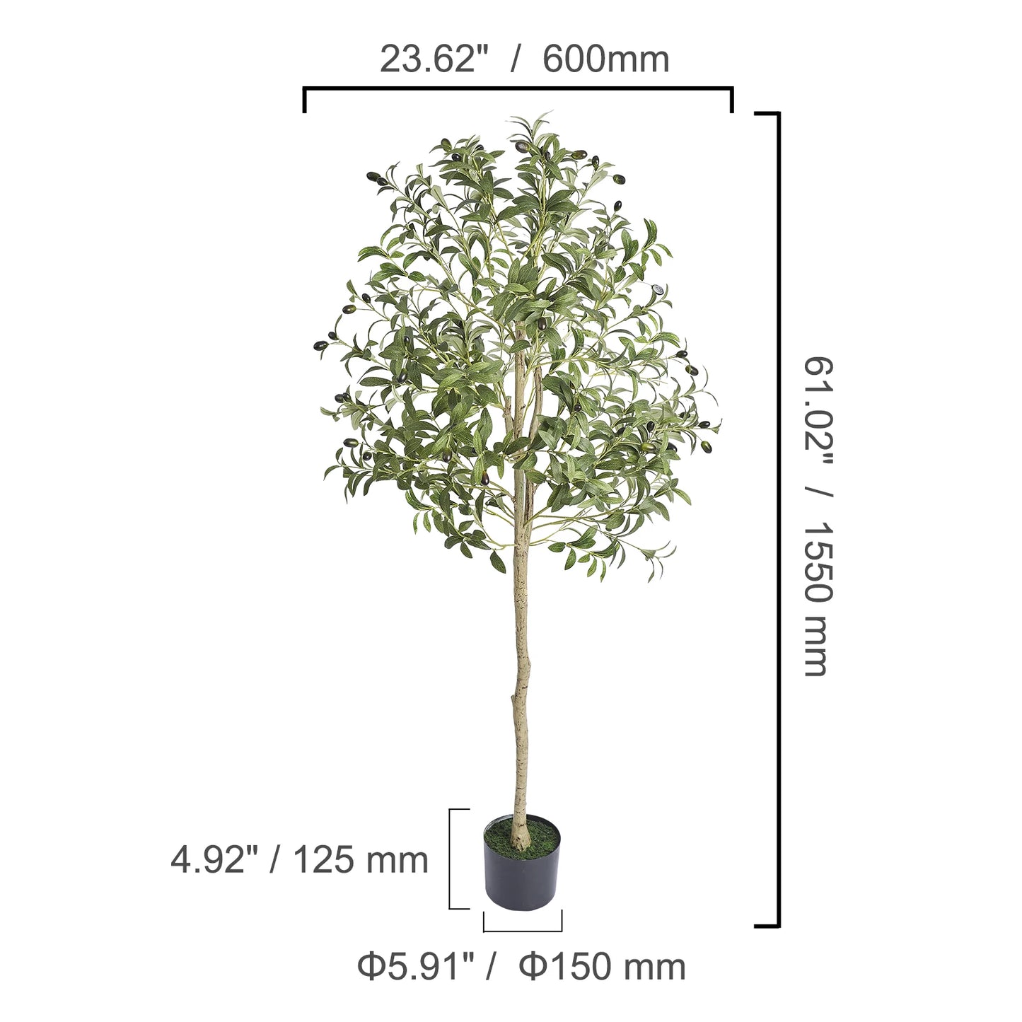 SucceBuy Artificial Olive Tree Tall Faux Plant With Anti Tilt Protection