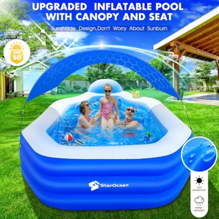 Inflatable Pool With Canopy For Adults With Seats And Backrest