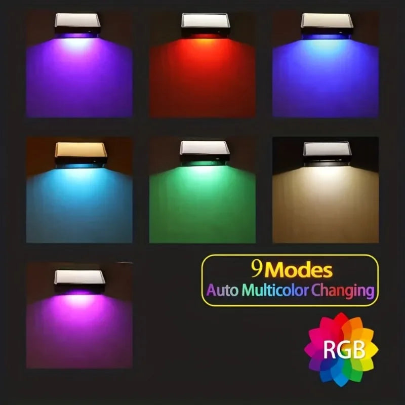 Solar Powered Garden Wall Lights with Sloped Design and 9 Modes