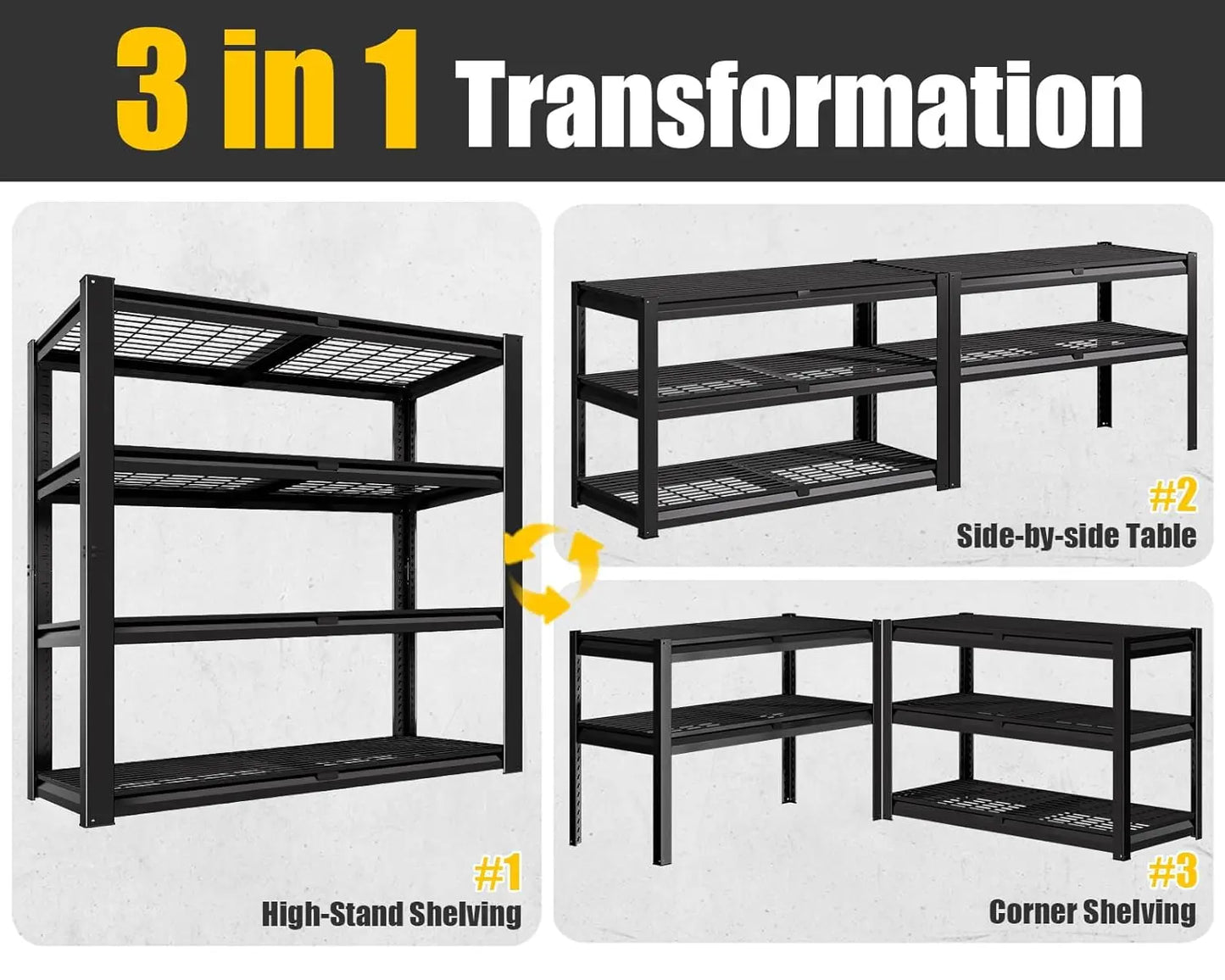 Heavy Duty Garage Shelving Unit 4 Tier Adjustable Metal Storage