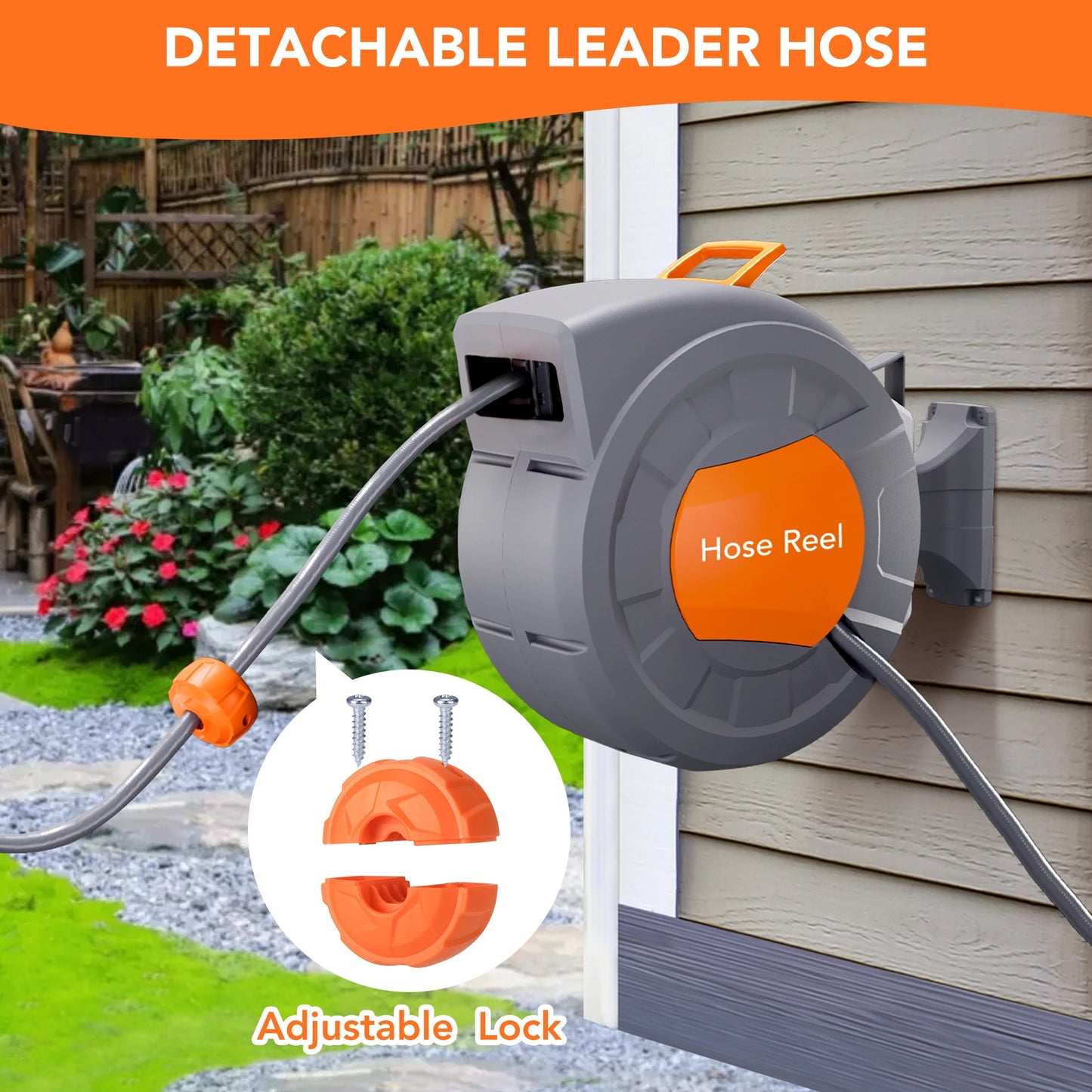 HiMISS Garden Automatic Retractable Hose Reel Auto Rewind US Thread