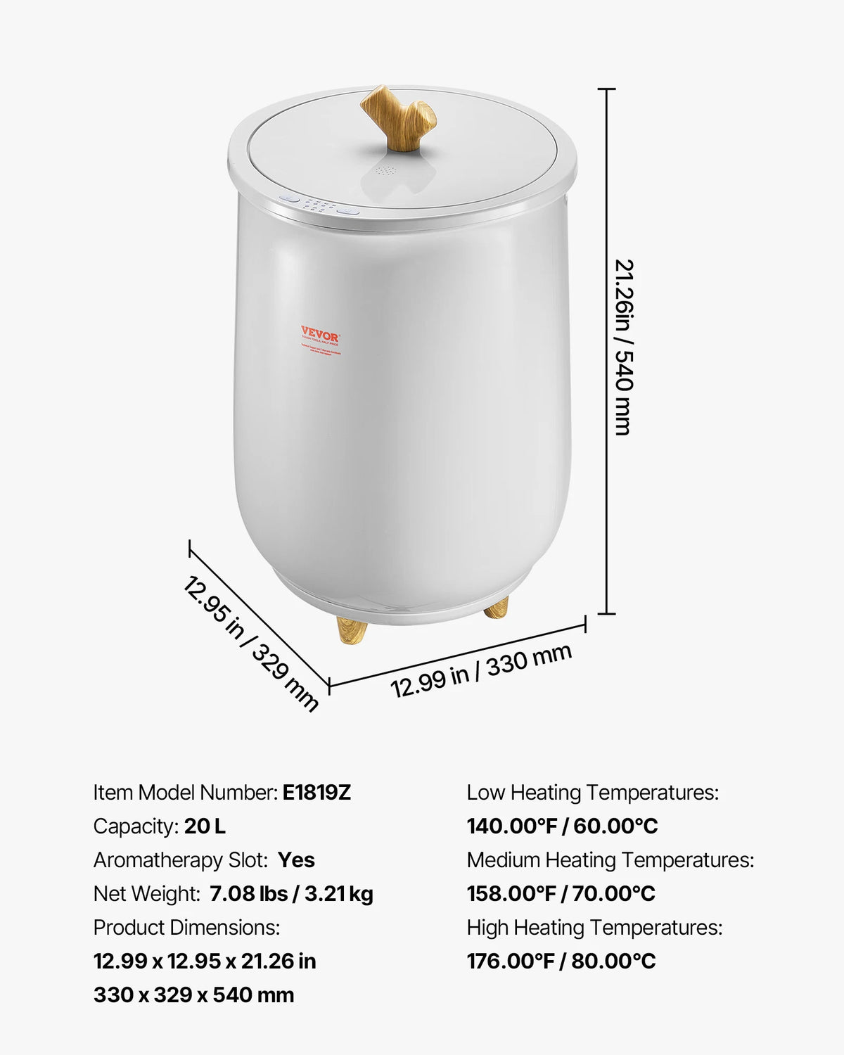 SucceBuy Heated Towel Warmer Bucket With LED Light
