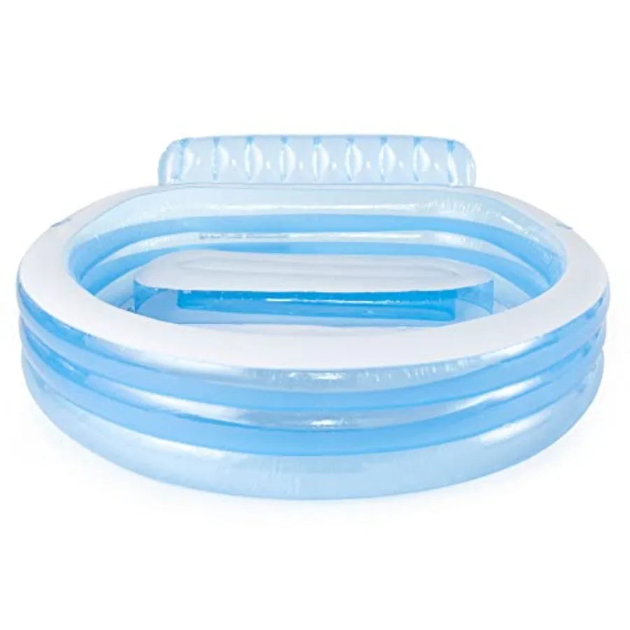 Swim Center Inflatable Family Lounge Pool With Built-In Bench Cupholder