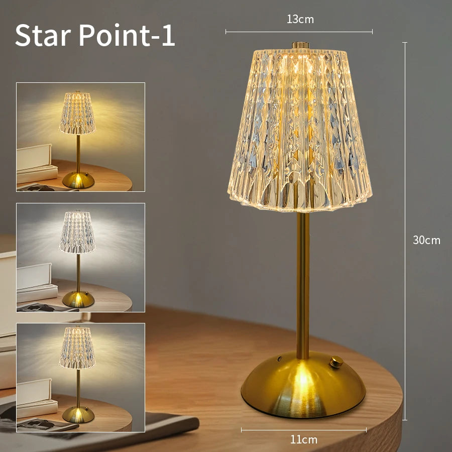 Table Lamp LED Touch Sensor  Dimmable Desktop Night Light Rechargeable Wireless Reading Lamp for Hotel Bar Bedroom Decor Light