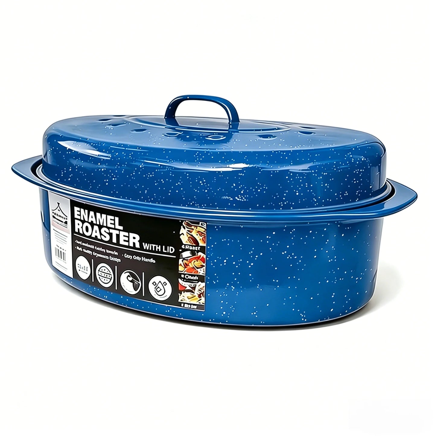 Oval Roaster With Lid In Enameled Steel 7 Lb Capacity