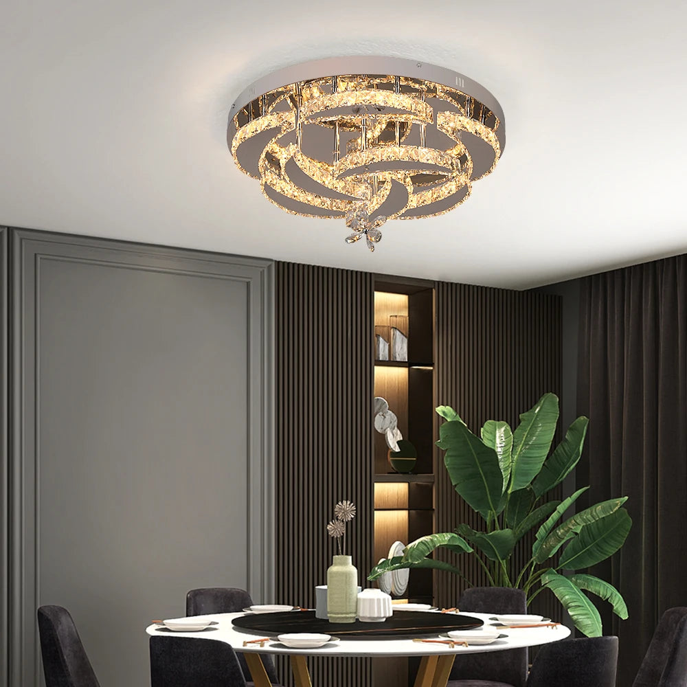 GreeLustr Crystal LED Ceiling Chandelier Pendant Light For Living Room