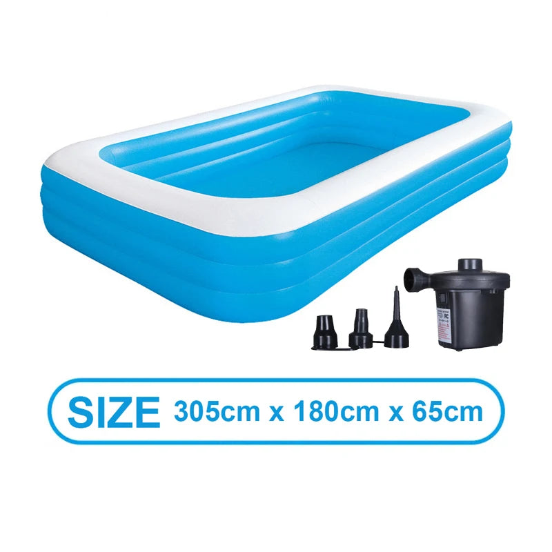 Kmoist Inflatable Rectangular Pool Large Family Outdoor Bathing Tub