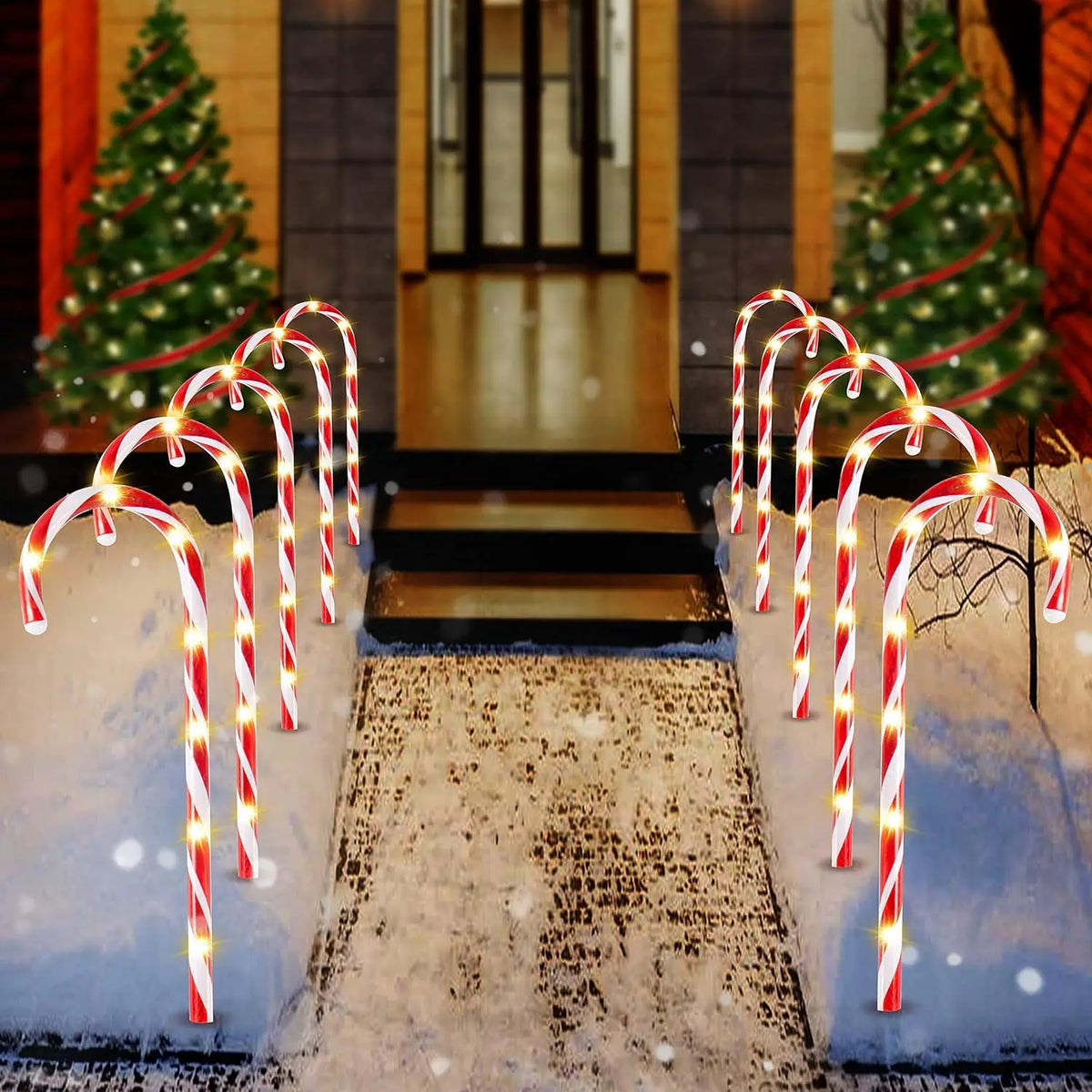 Joyfy Prelit Candy Cane Pathway Marker Lights for Christmas Decorations