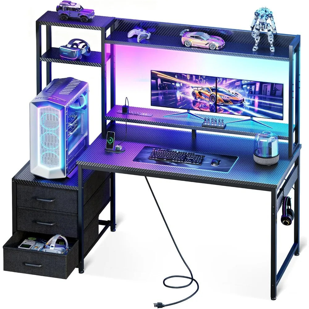 Casaotta 48 Inch Reversible Gaming Desk With Led Light