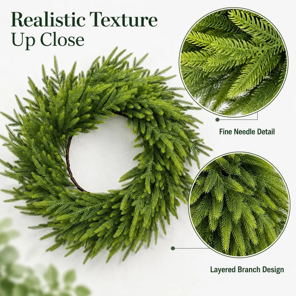 Artificial Cedar Christmas Wreath for Door and Home Holiday Decoration