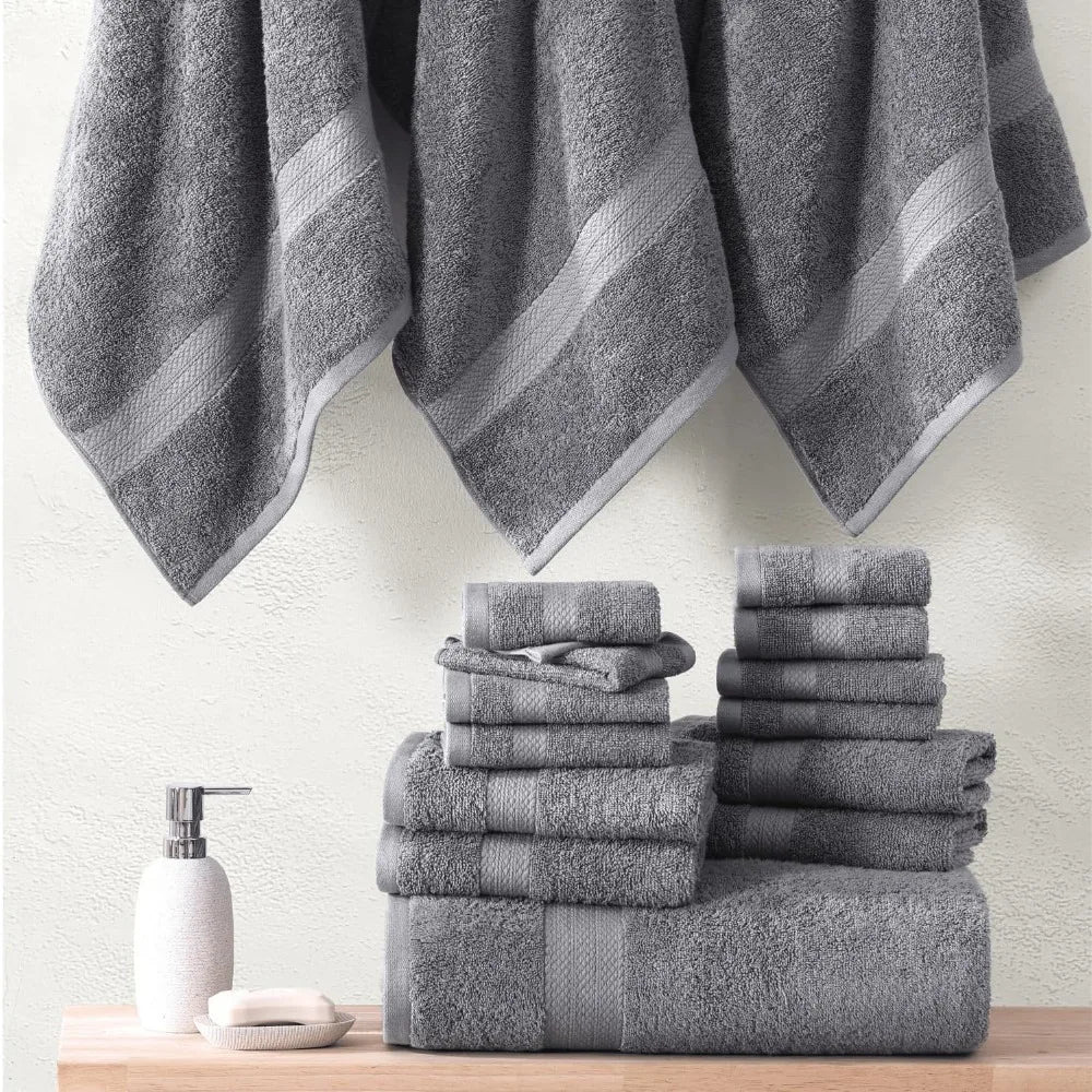 100% Cotton Luxury Bath Towel Set 16 Pieces Ring Spun Quick Dry