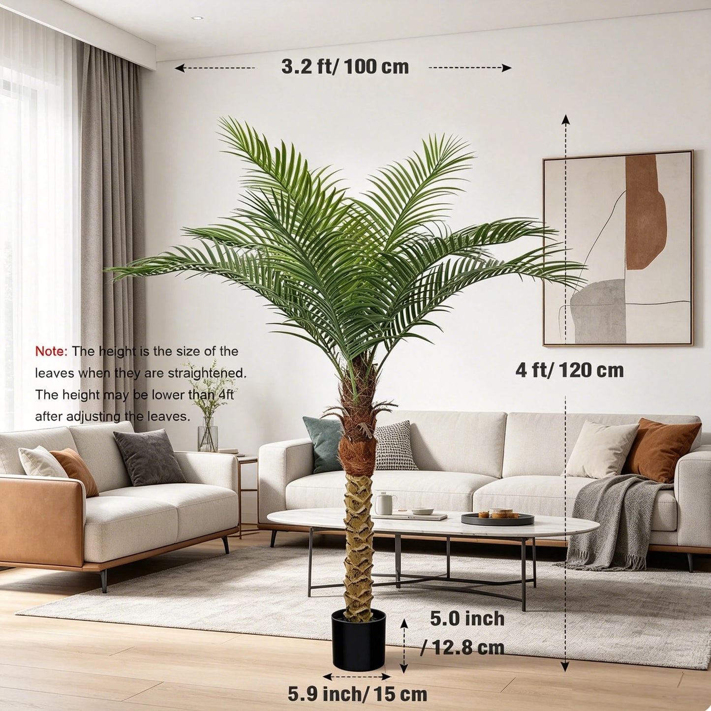 Faux Golden Cane Palm Tree Indoor Outdoor Decorative Plant