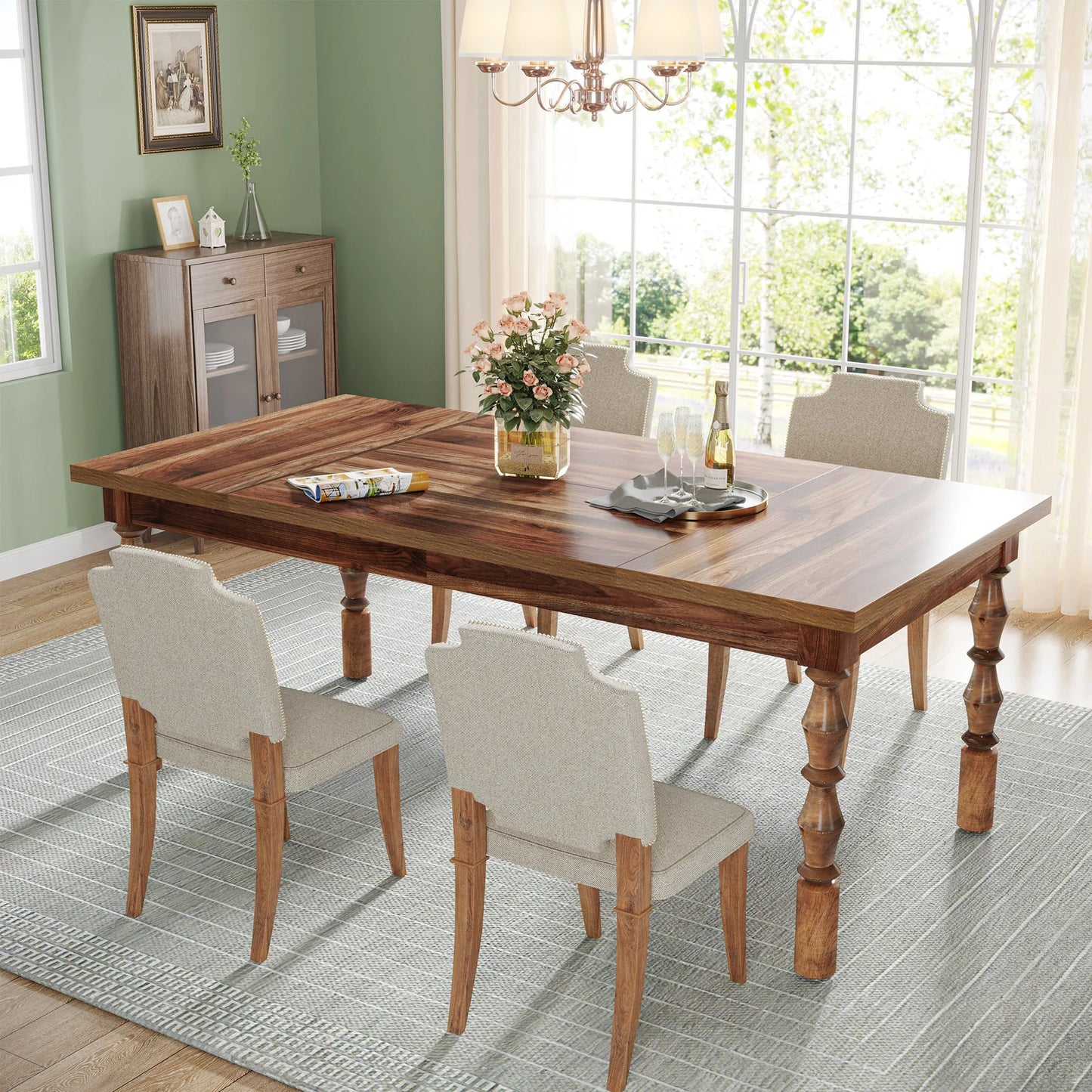 Tribesigns Wood Patio Table For Indoor And Outdoor Dining