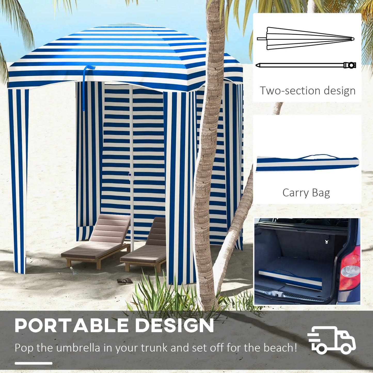 Beach Cabana Umbrella With Bag And Windows Shelter