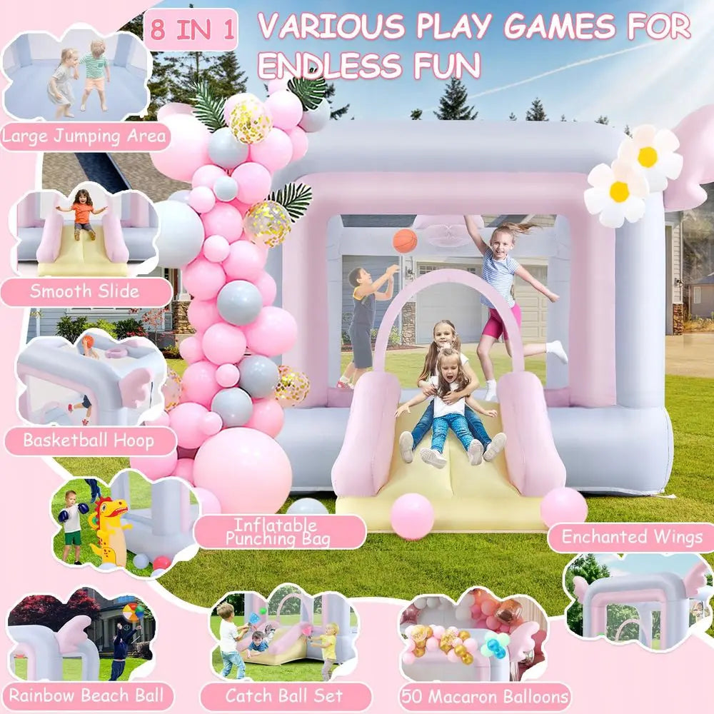YTYIN AllinOne Bounce House With Macaron Balloons And Ball Set