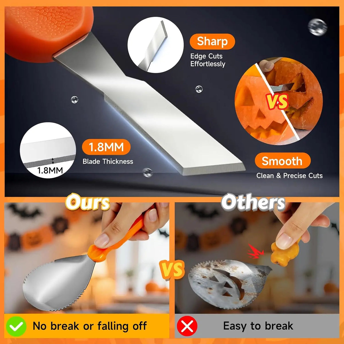 Halloween Pumpkin Carving Kit with Stencils and Family Decorating Tools