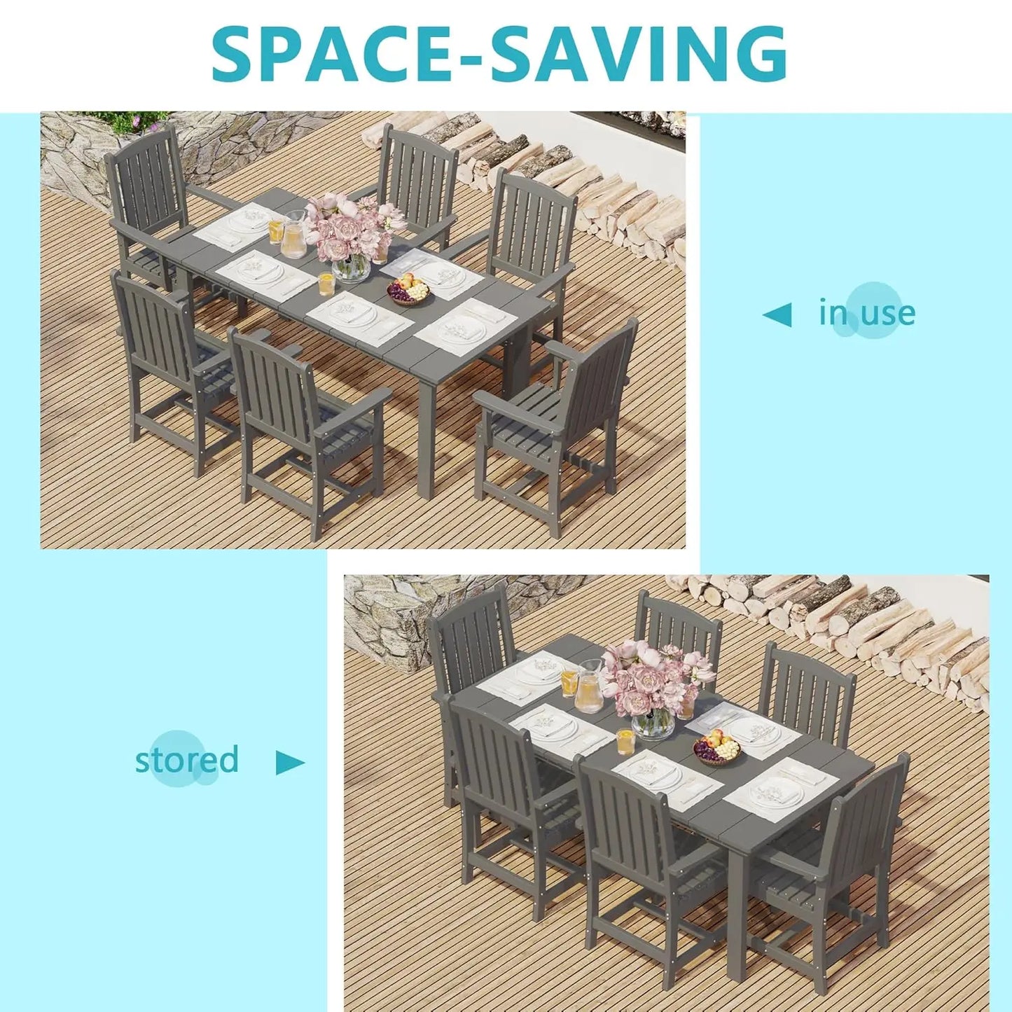 HDPE Dining Chair Set of 4 With Armrests Outdoor Patio