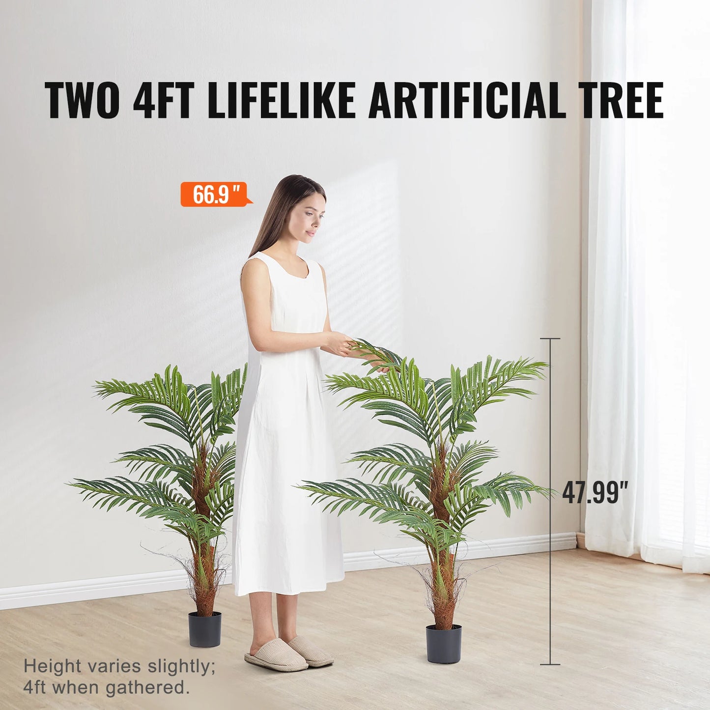 SucceBuy Artificial Palm Tree Faux Plant With Secure PE Material Low Maintenance