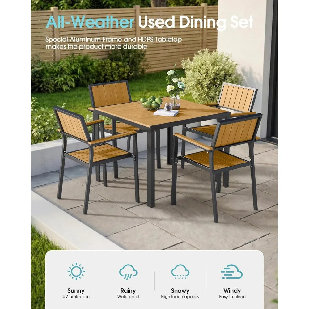 NBVCX Aluminum Outdoor Dining Set With Stackable Chairs