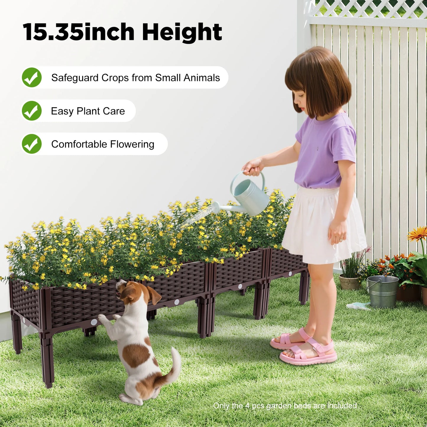 Size 61*15*15in 5.9in Deep Raised Garden Bed Planter Raised Beds Outdoor Plants Raised Elevated Rectangular Garden Box Kits