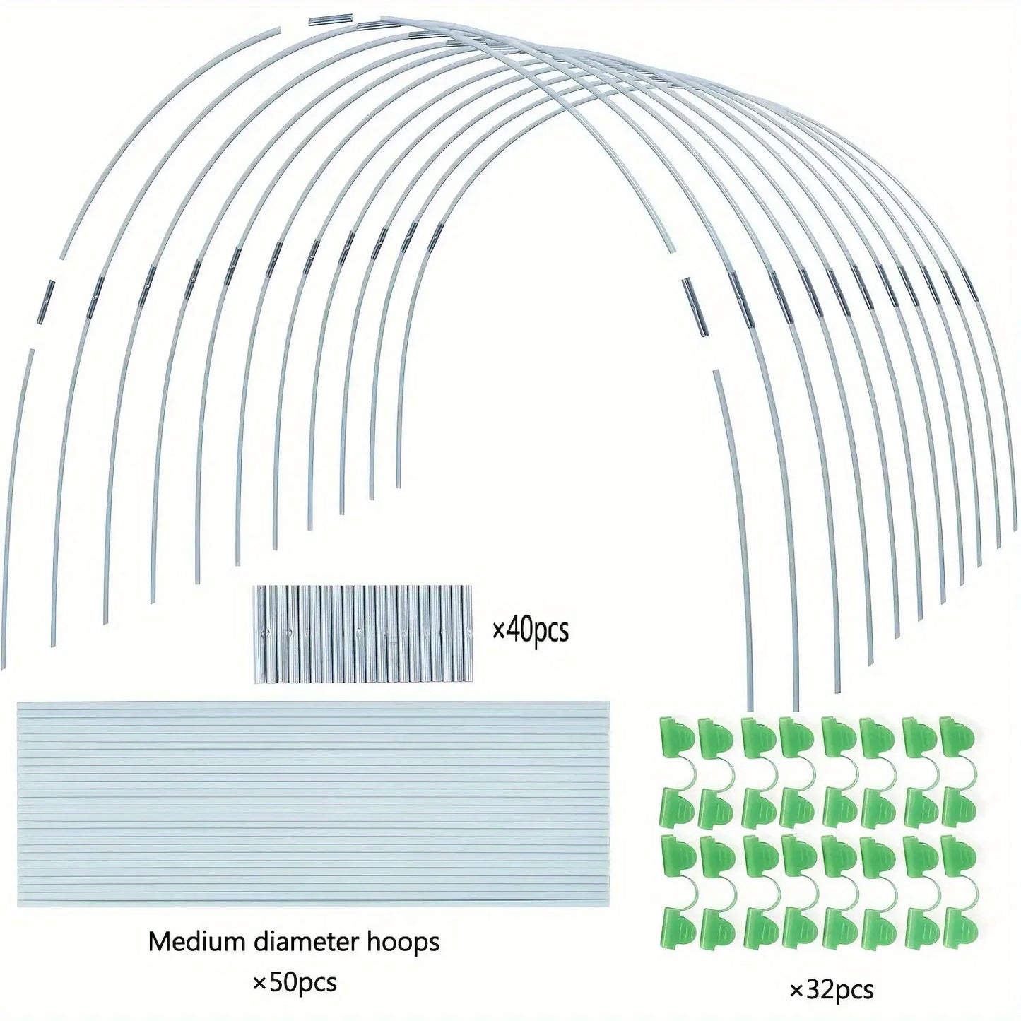 Greenhouse Hoops And Fiberglass Poles For Garden Tunnels Rust Resistant