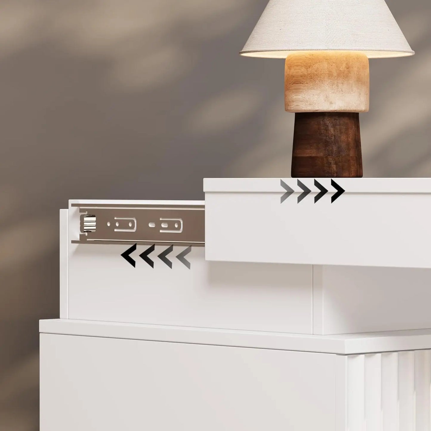 Nightstand Set Of 2 With LED Charging Station Fluted