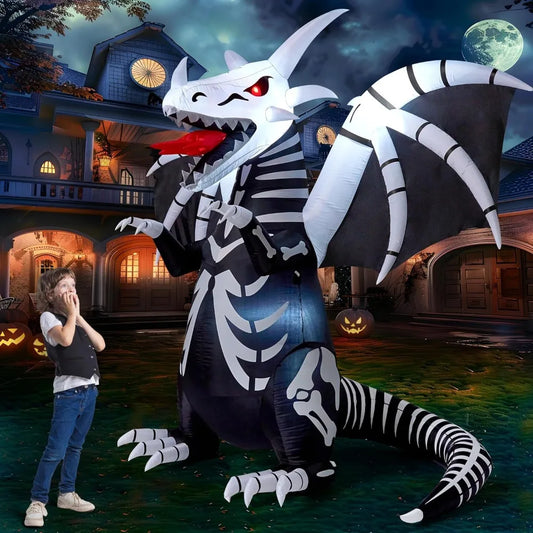Joyfy Skeleton Dragon Halloween Inflatable Yard Decoration With LED Lighting