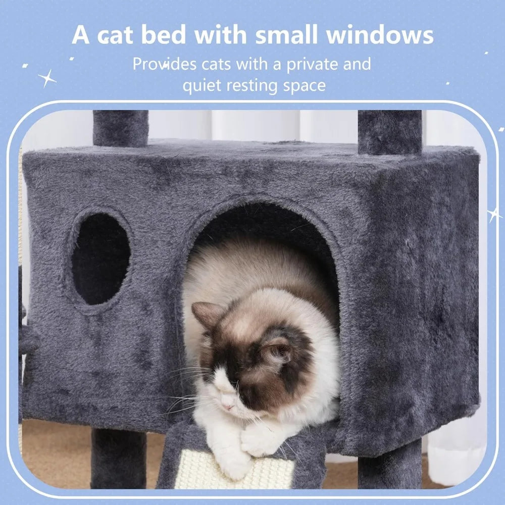 NBVCX Cat Tree Tower With Sisal Posts And Hammock Platform