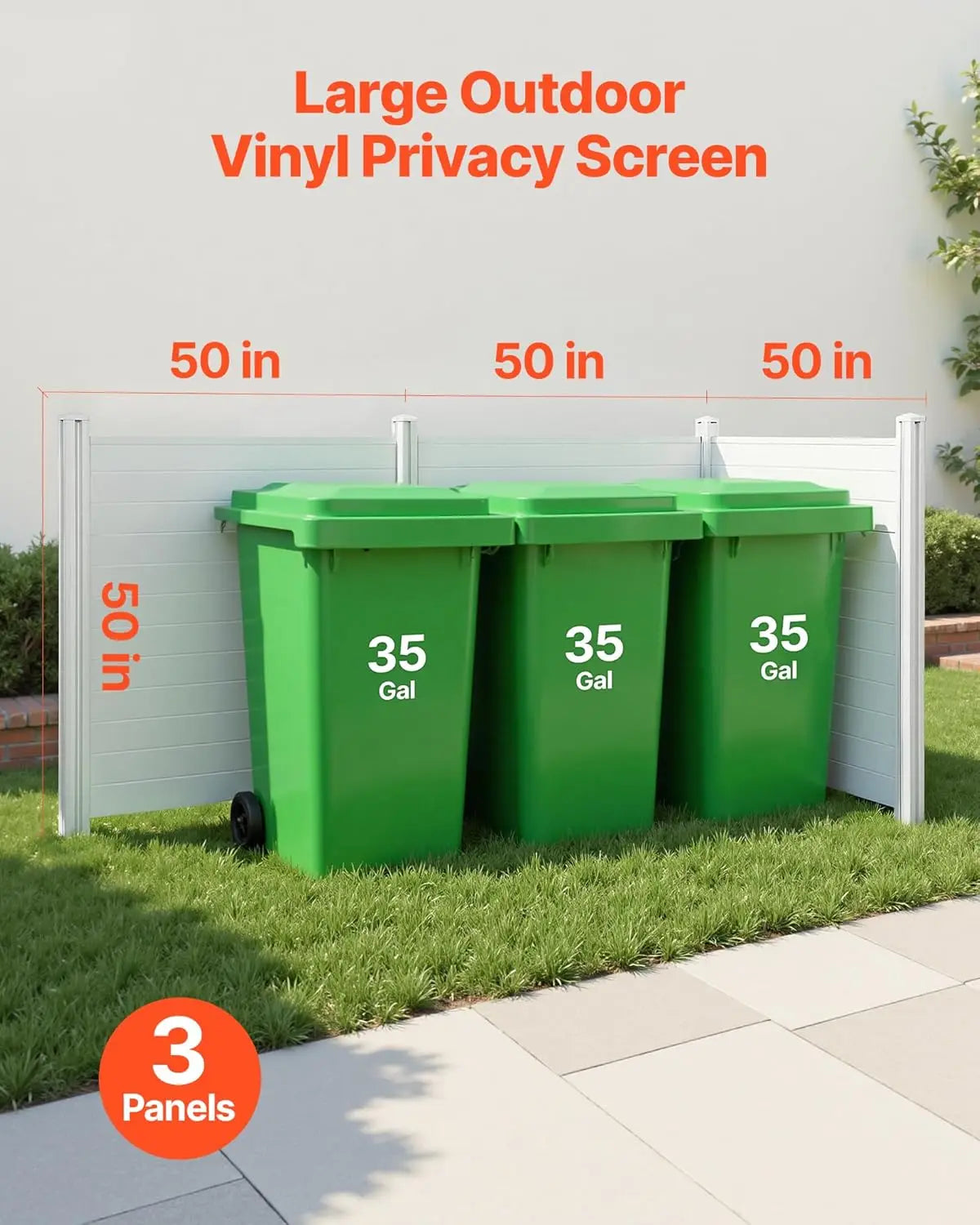 Outdoor Privacy Screen, 50in H x 50in W Air Conditioner Fence, 3-Panel Pool Equipment Enclosure,