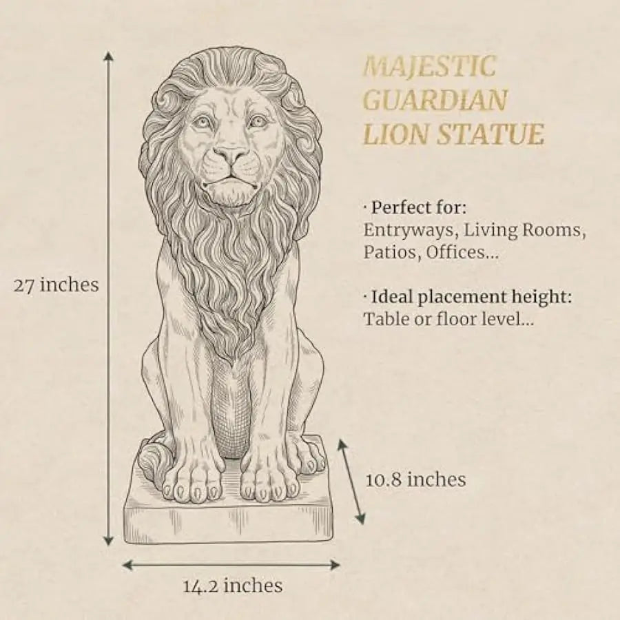 Garden Lion Statue Outdoor Decor Magnesium Oxide Stone Composite Sculpture